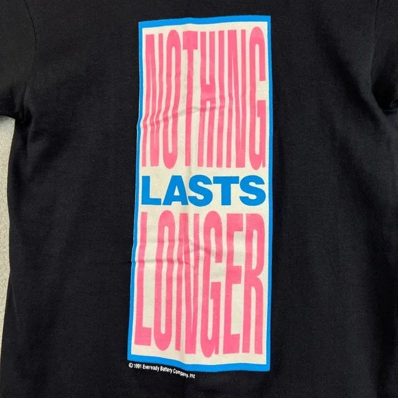 Vintage 1991 Energizer Bunny T Shirt Mens Small Black Single Stitch Made in USA - Picture 5 of 9